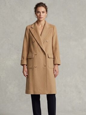 Ralph Lauren Double-Breasted Camel Trench Coat